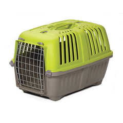 MidWest Spree green carrier with a sturdy handle for easy transport.