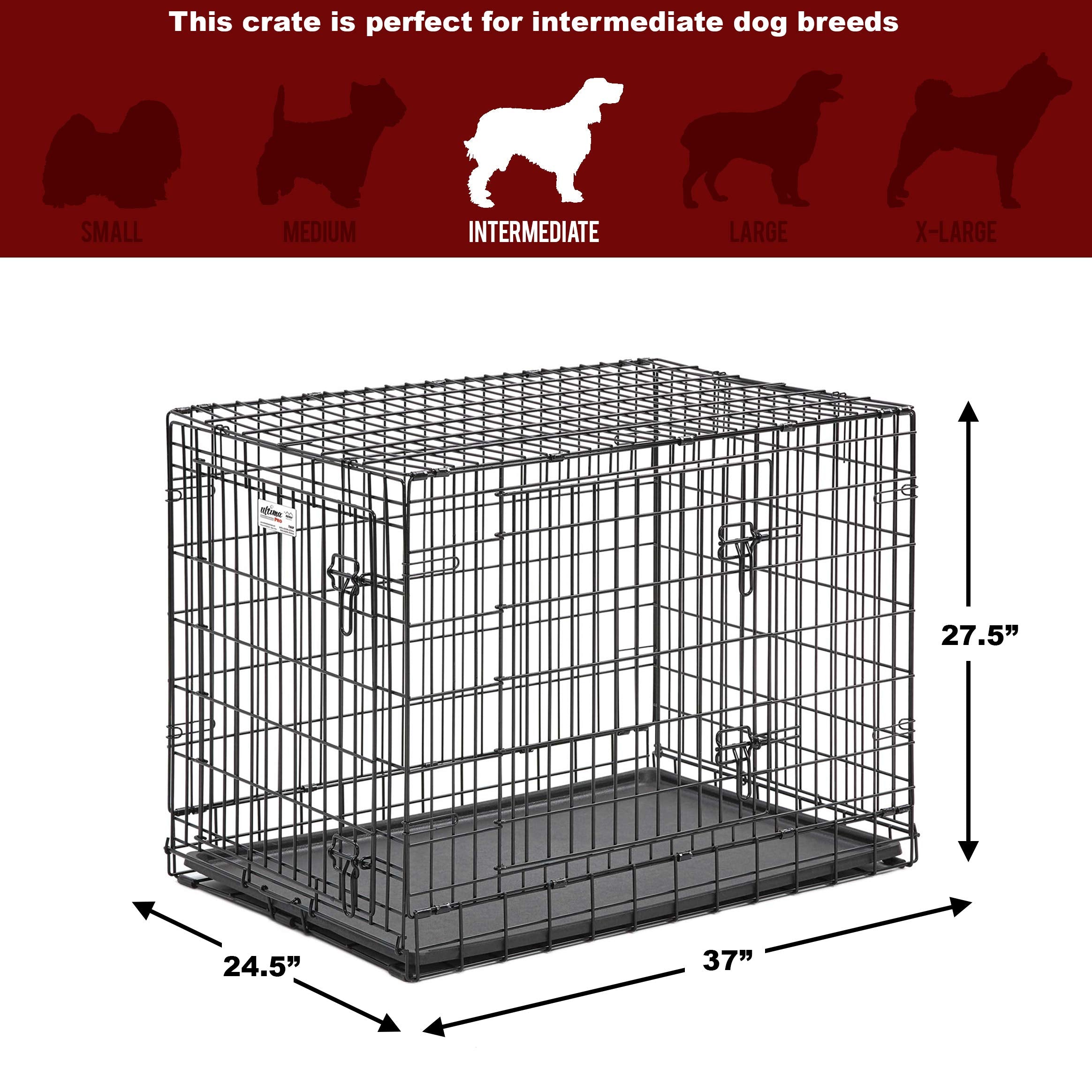 MidWest Ultima Pro foldable crate kit with divider panel and leak-proof pan.