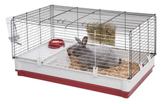 MidWest Wabbitat Deluxe side view highlights accessible doors for easy cleaning