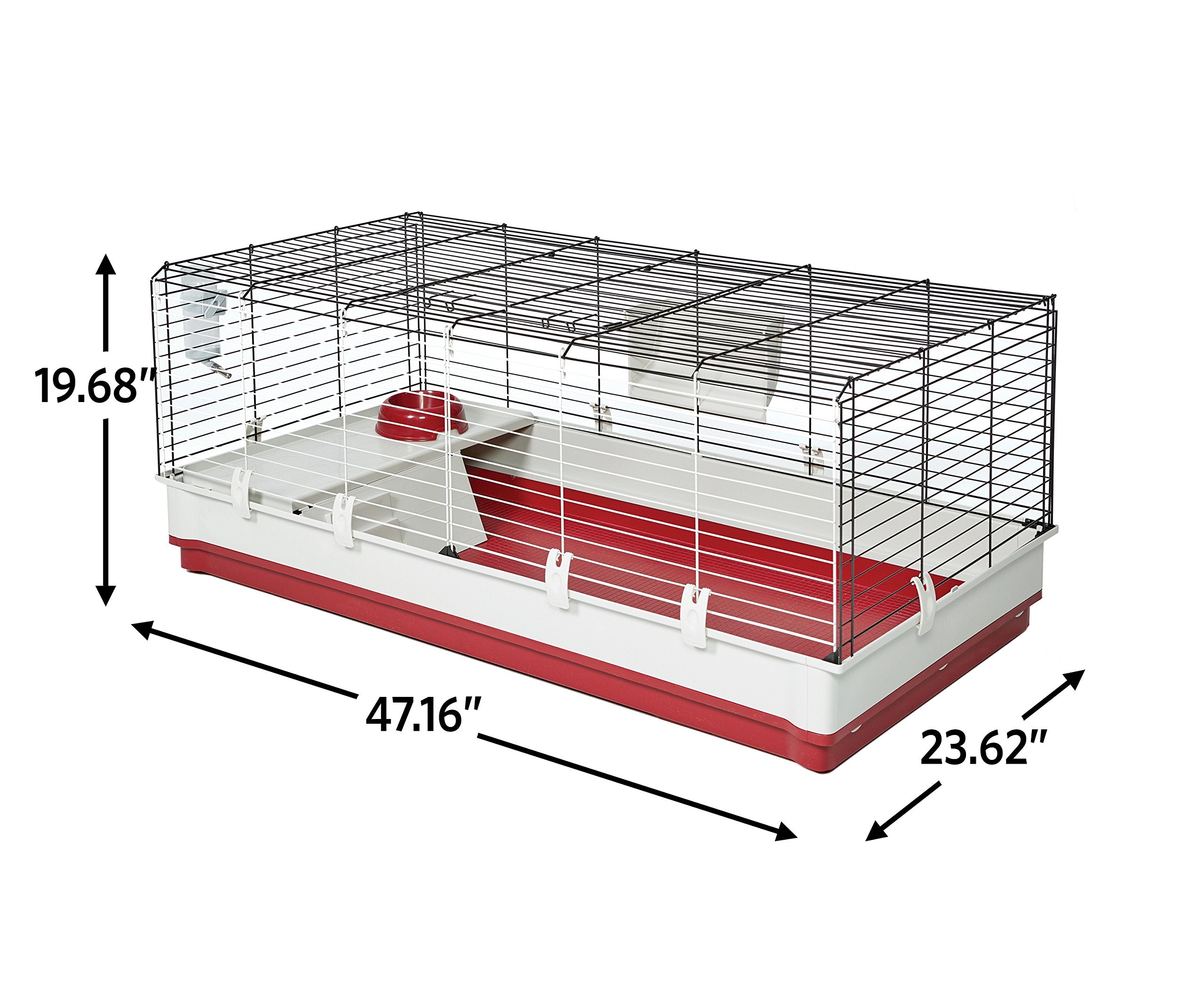 Midwest Wabbitat Deluxe XL hay feeder for easy feeding.