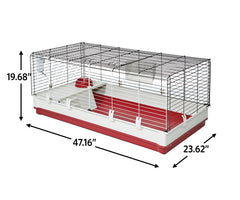 Midwest Wabbitat Deluxe XL hay feeder for easy feeding.