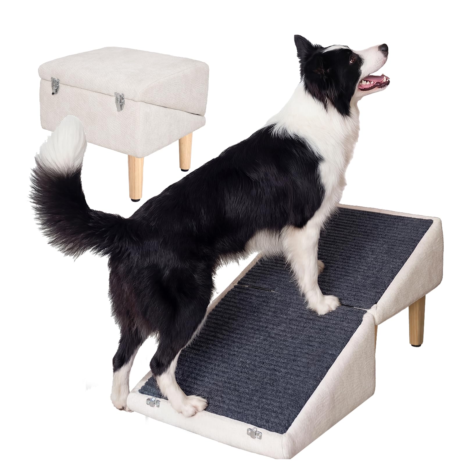 Miemie's Corner 3-in-1 dog ramp with anti-slip surface for safe bed access.