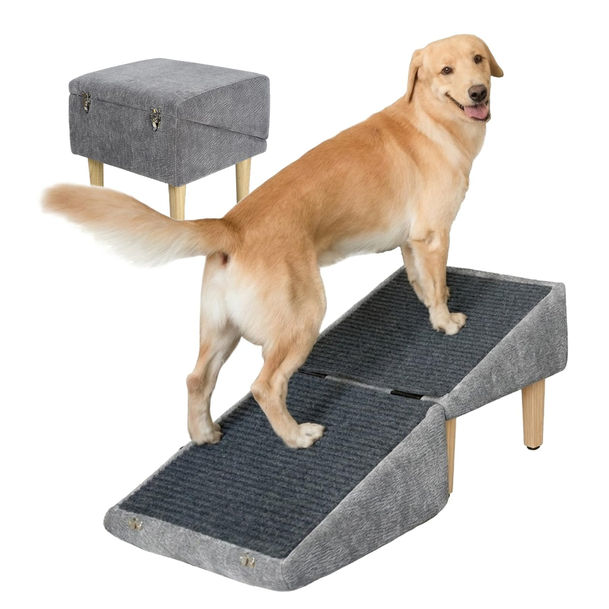 Miemie's Corner 3-in-1 dog ramp assembly enables easier bed and sofa access