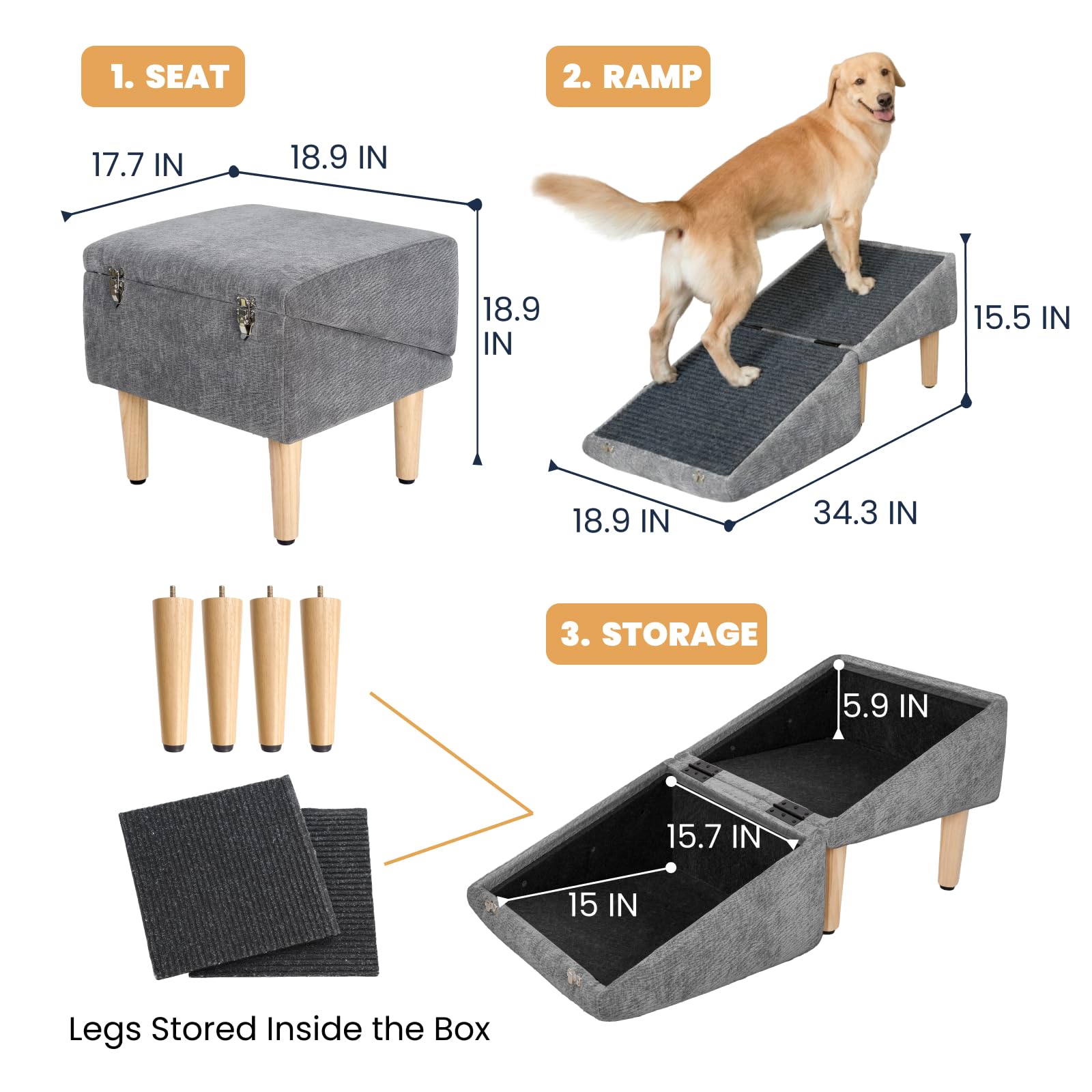 Miemie's Corner 3-in-1 dog ramp sofa-use setup enables easy couch access