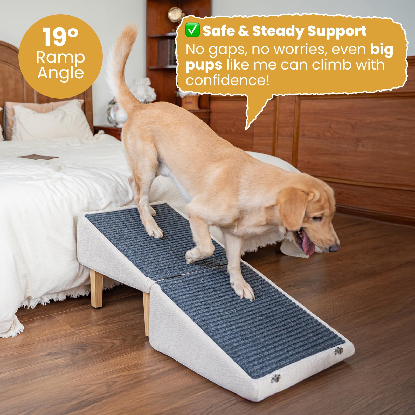 Miemie's Corner anti-slip surface keeps pets steady during climbs and daily use.
