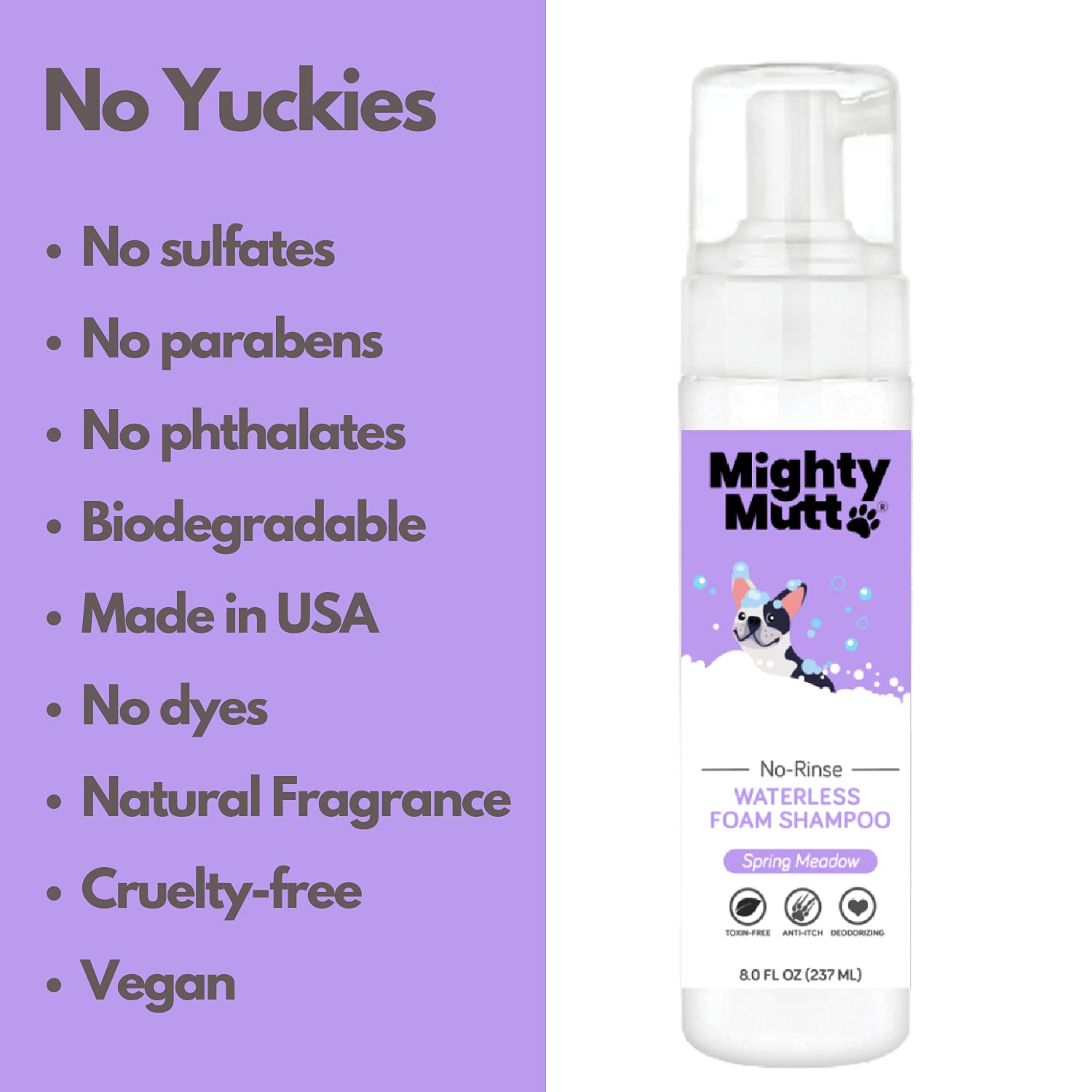 Mighty Mutt anti-itch soothing shampoo helps calm sensitive skin.