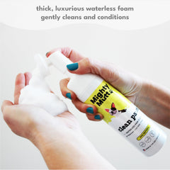 Mighty Mutt silicone brush cleans hard-to-reach paw areas.