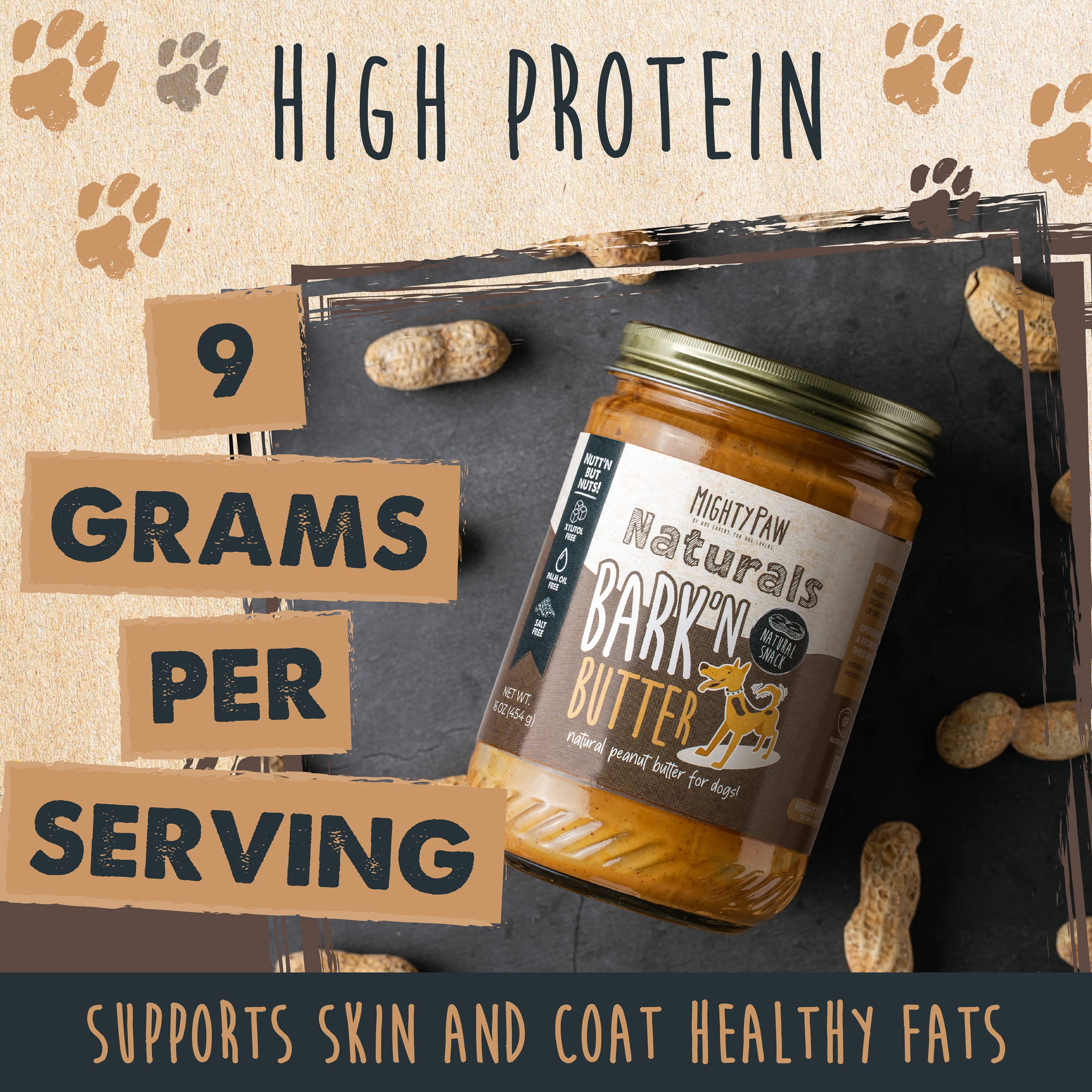 Mighty Paw Bark’n Butter pill-time image conveys easy administration for pups.
