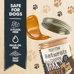 Mighty Paw Bark’n Butter spread on a bone demonstrates smooth texture ideal for stuffing toys.