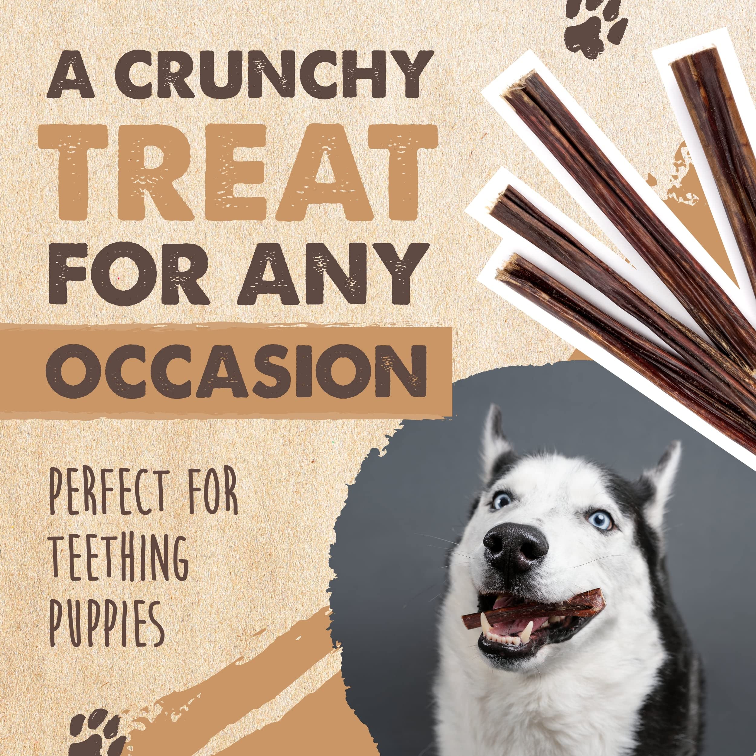 Mighty Paw USA-made beef gullet sticks in bulk packaging