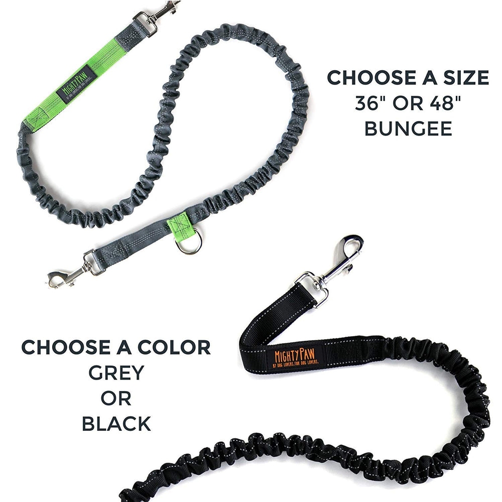 Mighty Paw bungee waist strap adjustment highlights secure, comfortable fit.
