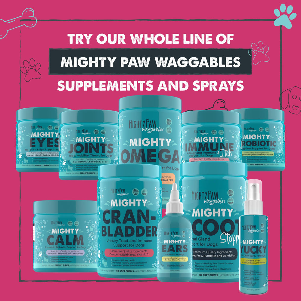 Mighty Paw Cran-Bladder bacon-flavor chews ready for daily use