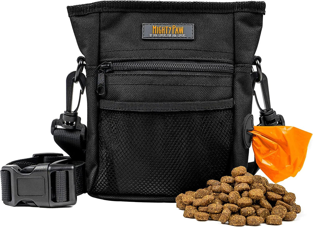 Mighty Paw dog treat pouch no-spill clasp keeps treats secure during training