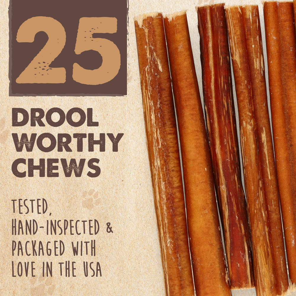 Mighty Paw Naturals 25-pack bully sticks offer value for frequent chewers.