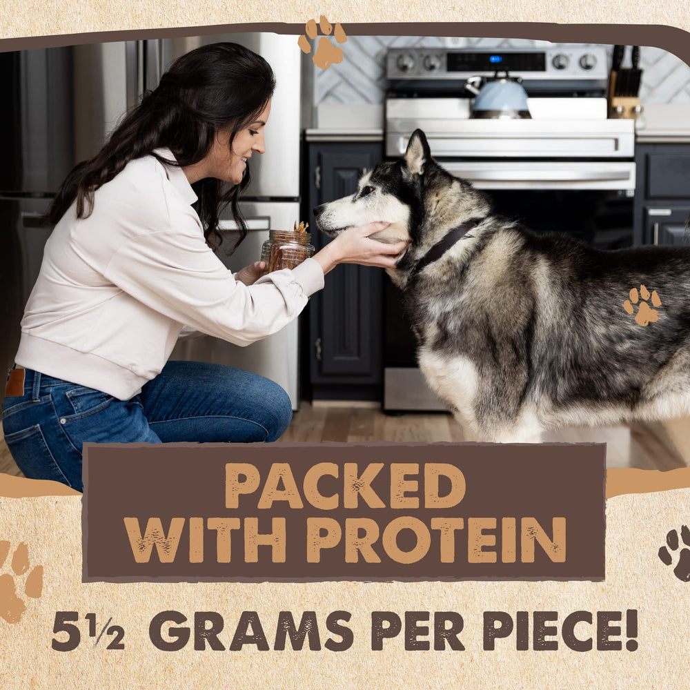 Puppy-friendly Mighty Paw Naturals jerky snack ready to enjoy