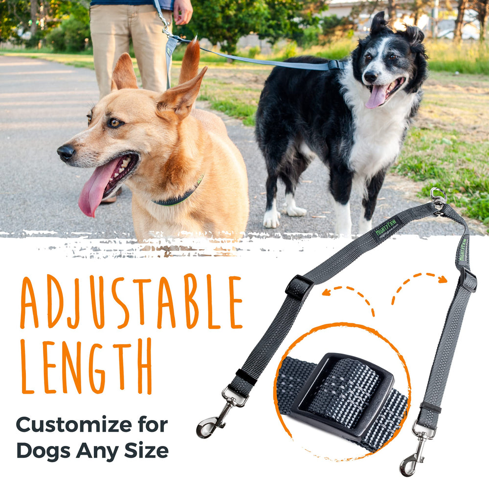 Mighty Paw neoprene padded handle offers comfortable grip on long walks.