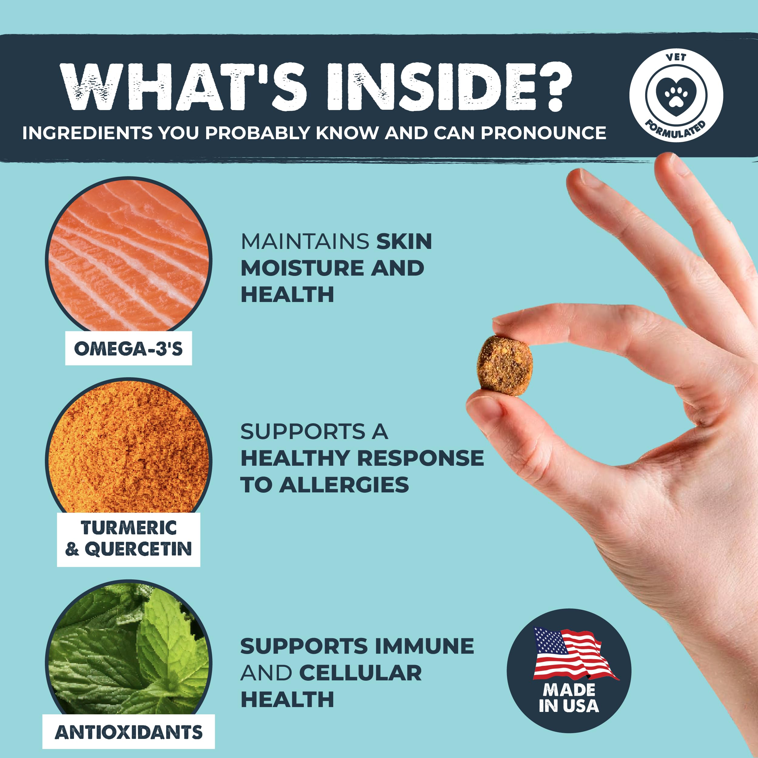 Mighty Paw quercetin turmeric blend for seasonal irritation management.