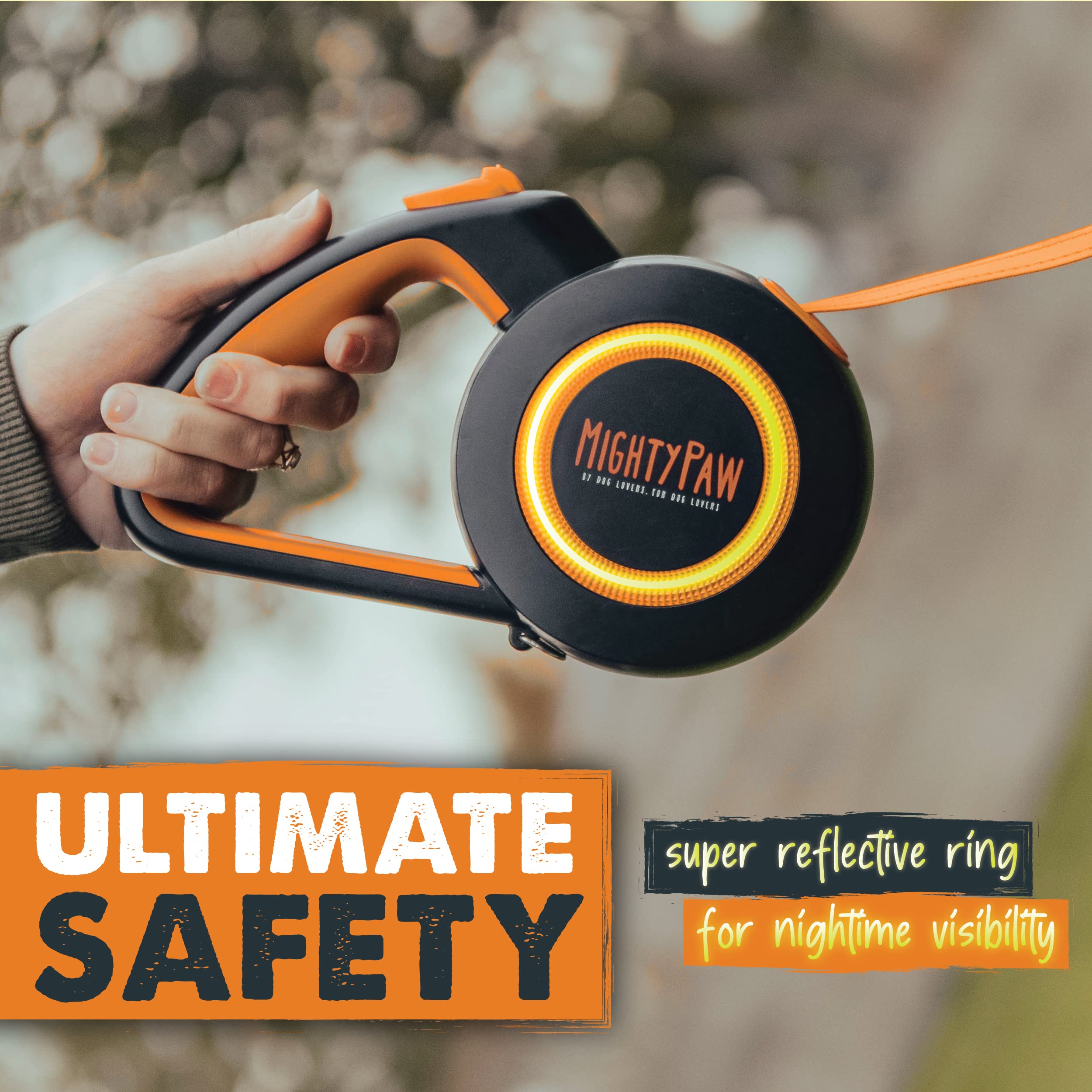 Mighty Paw Retractable Leash 2.0 tangle-free swivel clip prevents jams