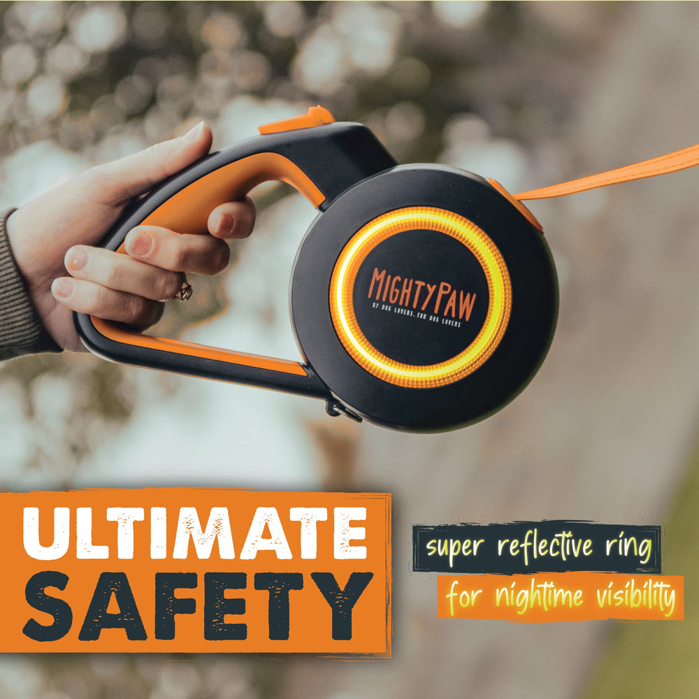 Mighty Paw Retractable Leash 2.0 tangle-free swivel clip prevents jams