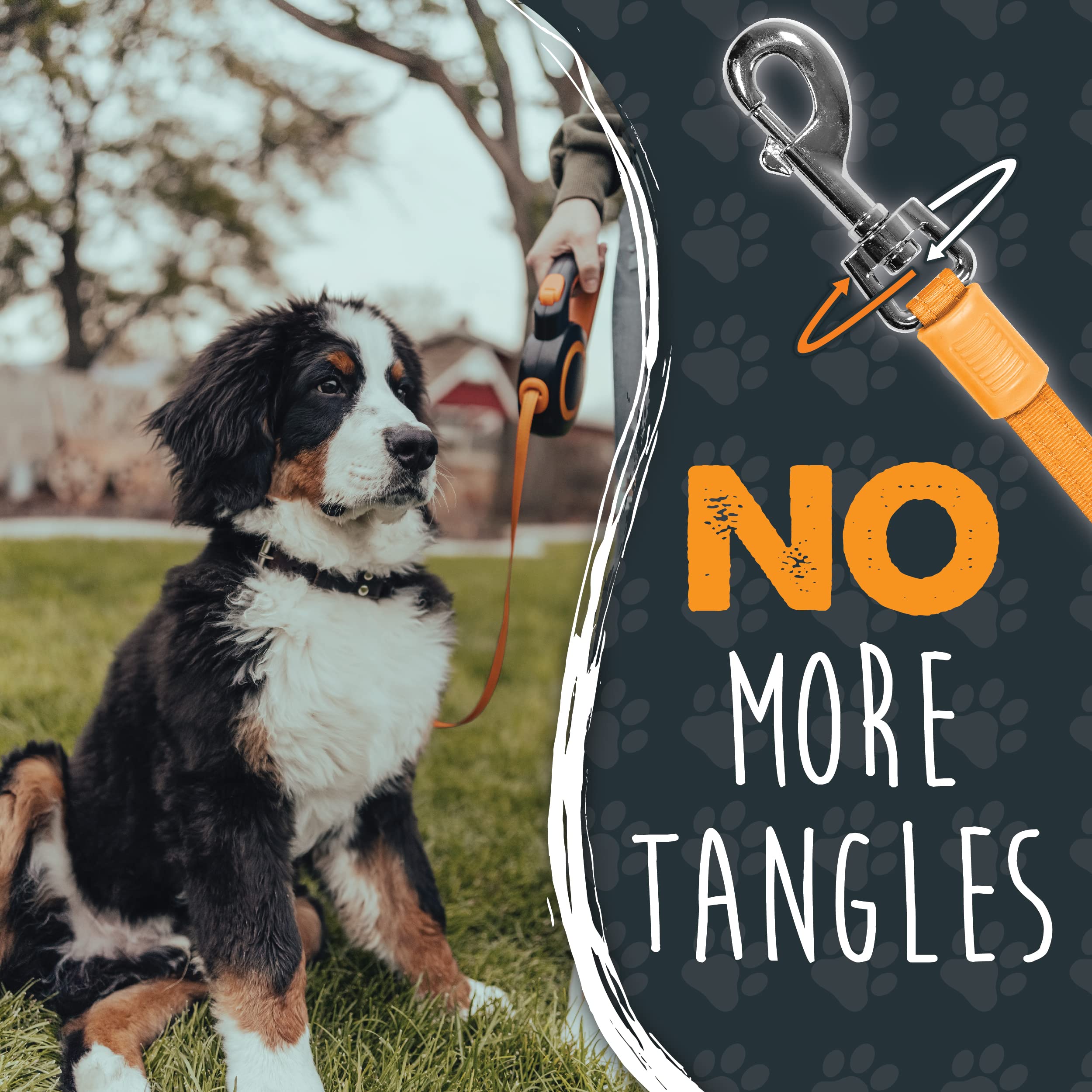 Mighty Paw Retractable Leash 2.0 U-shaped guide reduces tangles