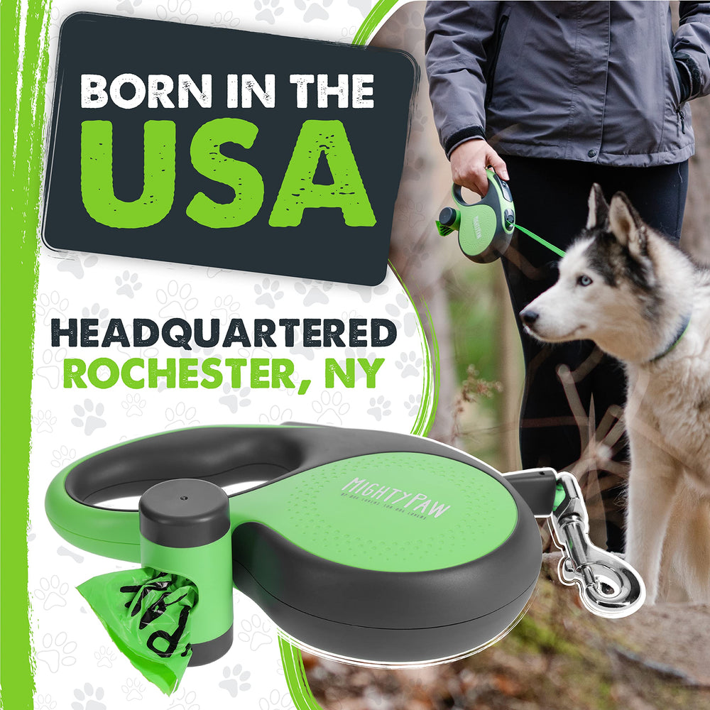 Mighty Paw retractable leash built for large dogs with strong construction.