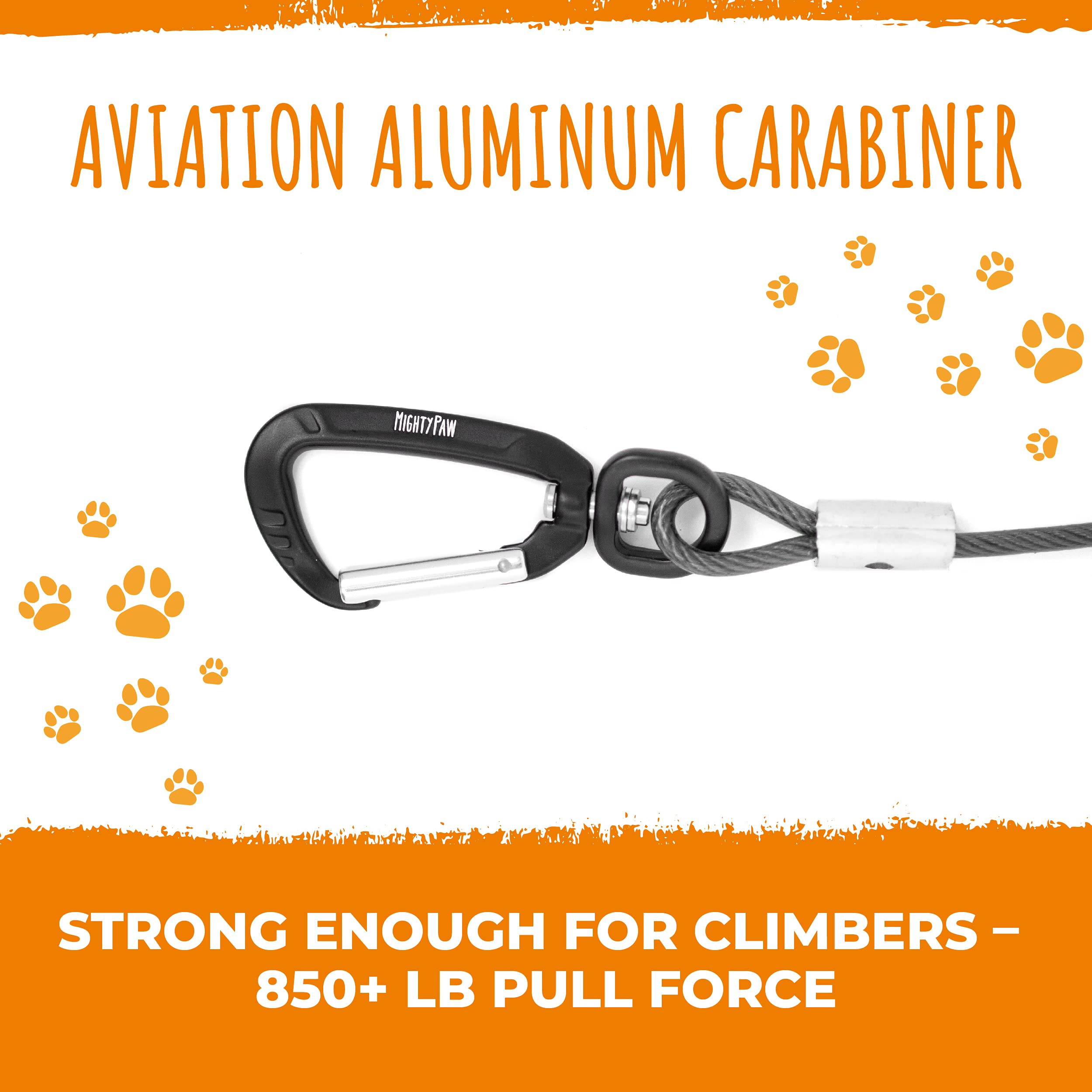 Mighty Paw seat belt aluminum carabiner offers lightweight, tangle-free setup.