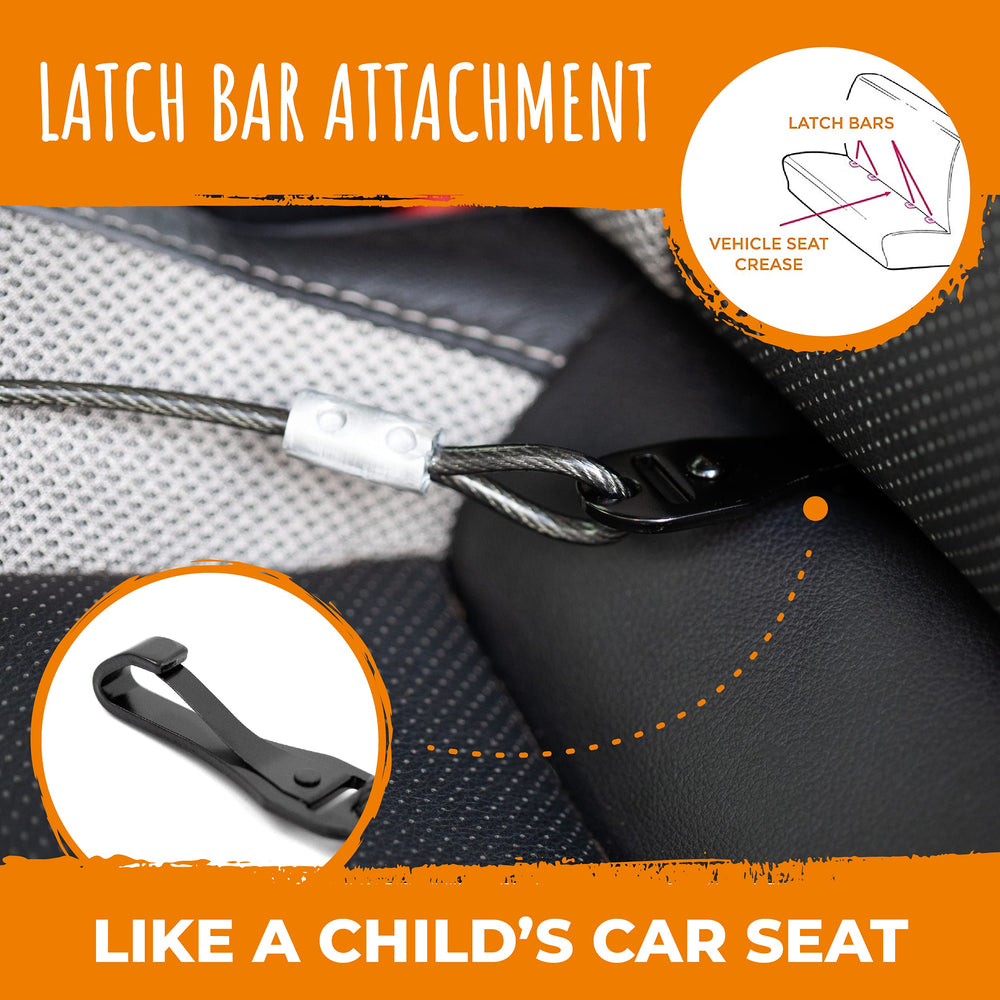 Mighty Paw seat belt harness connection makes easy, secure restraint possible.
