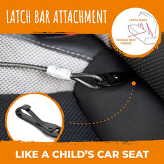 Mighty Paw seat belt harness connection makes easy, secure restraint possible.