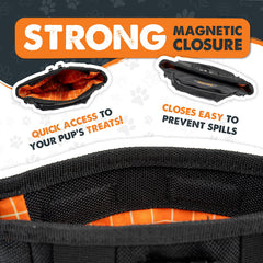 Mighty Paw treat pouch magnetic closure for quick spill-free access