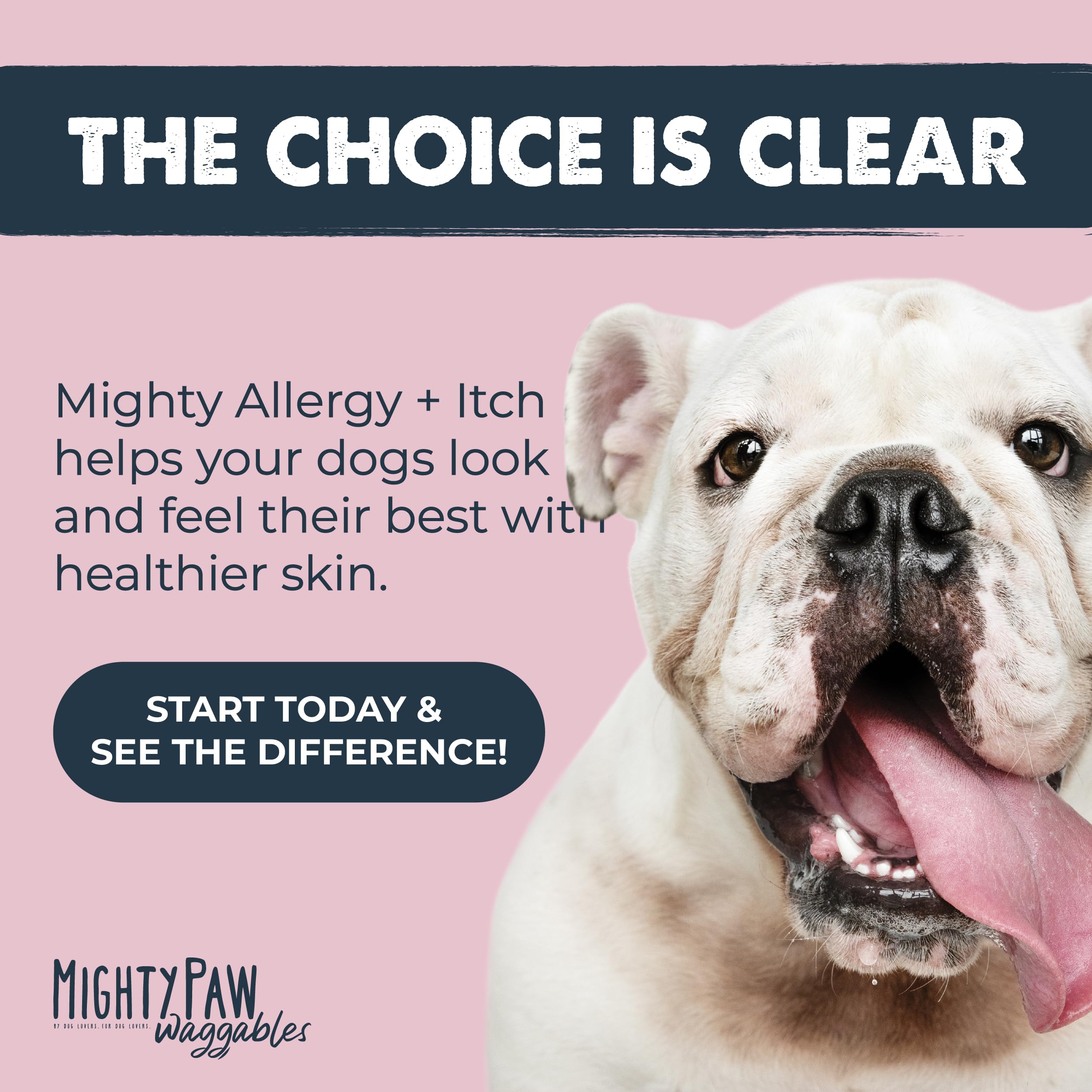 Mighty Paw vet-formulated badge communicates trusted development.