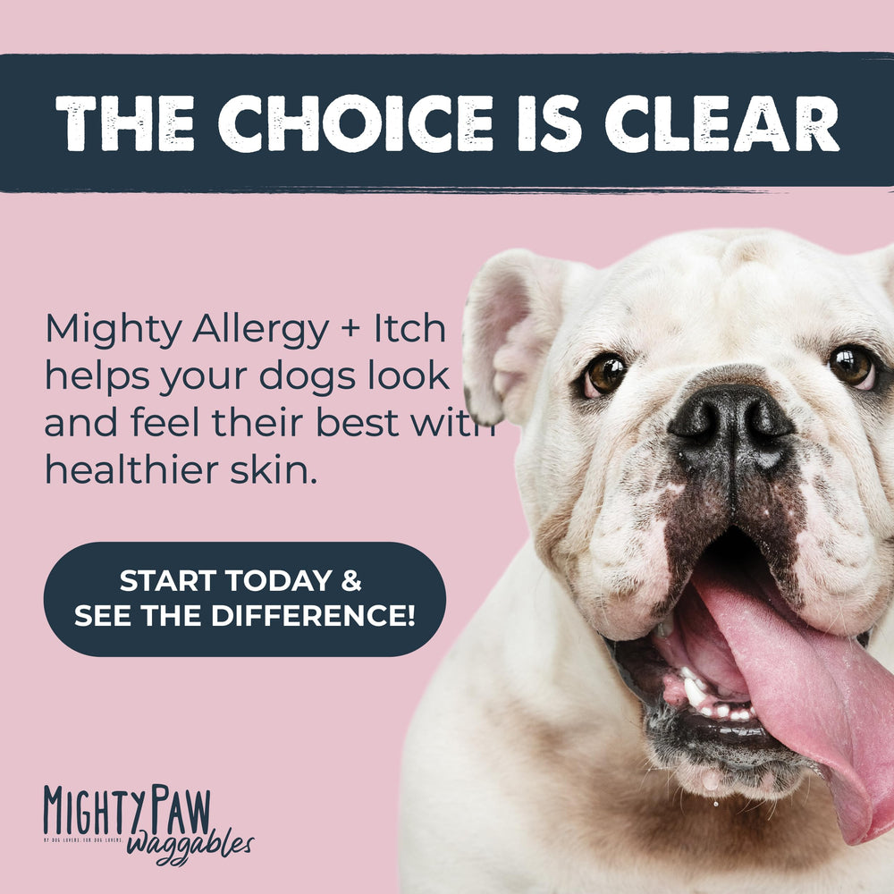 Mighty Paw vet-formulated badge communicates trusted development.