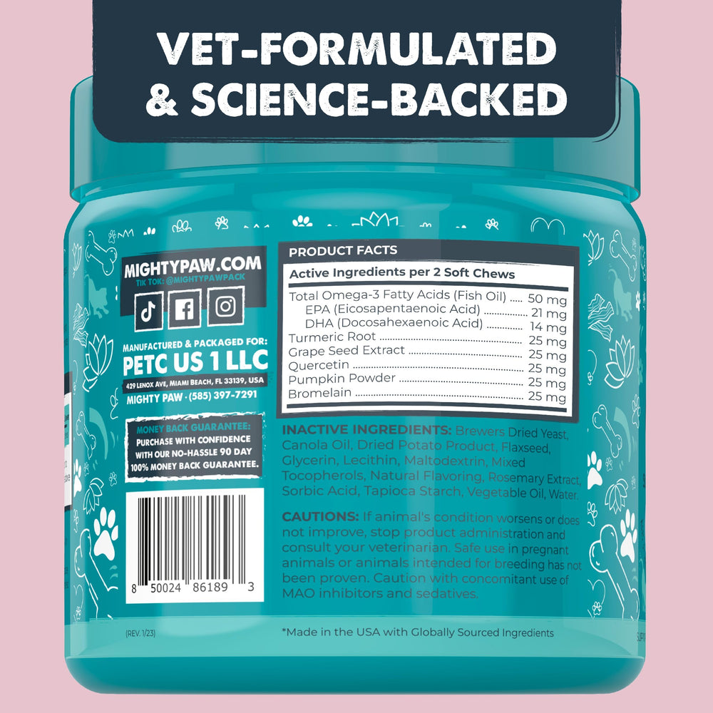 Label front of Mighty Paw Waggables confirms USA-made formulation