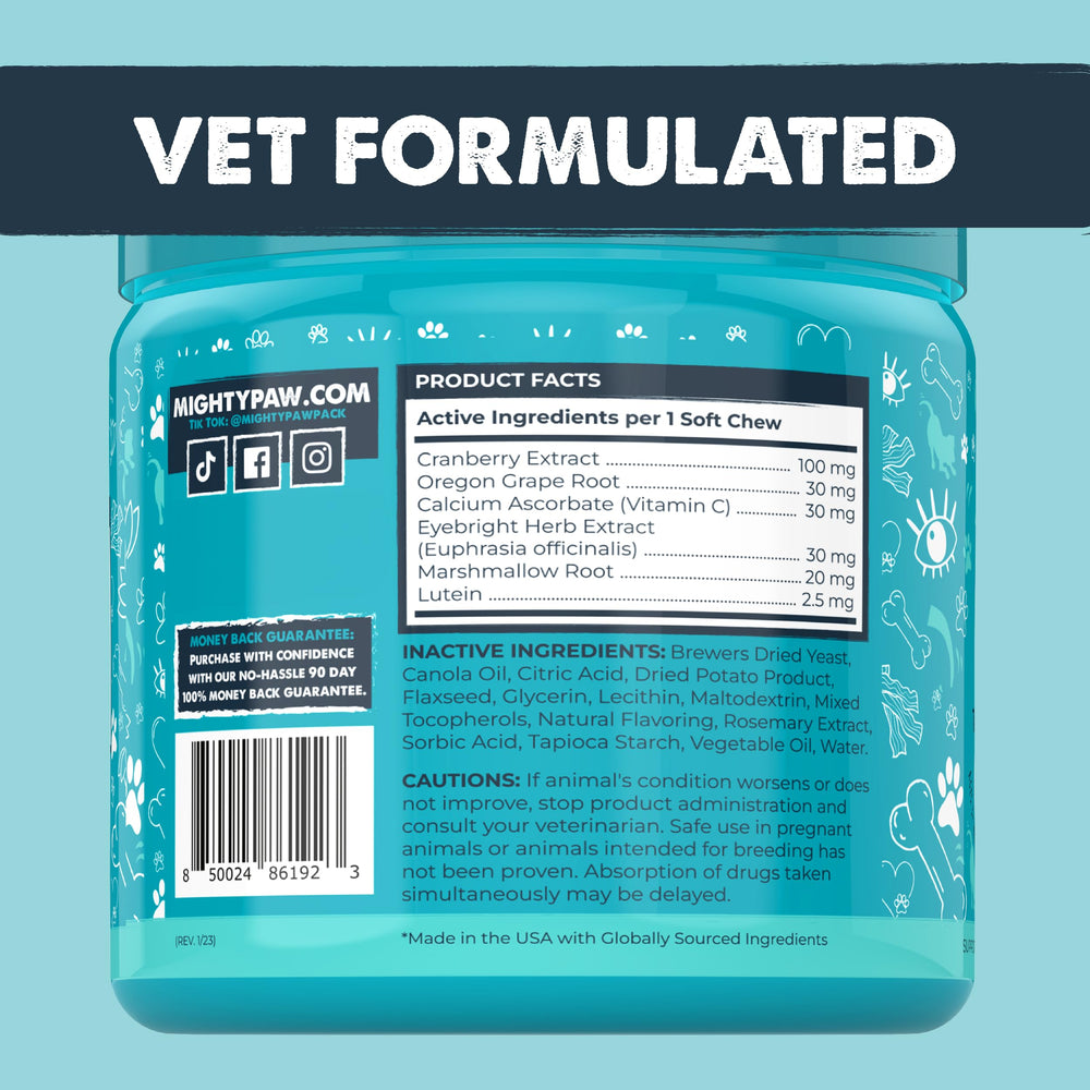 Mighty Paw Waggables Eyes vision and tear stain support for dogs.