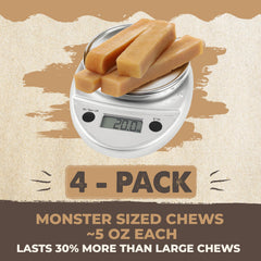 Mighty Paw Yak Cheese Dog Chews close-up shows creamy yak cheese sticks ideal for sensitive stomachs