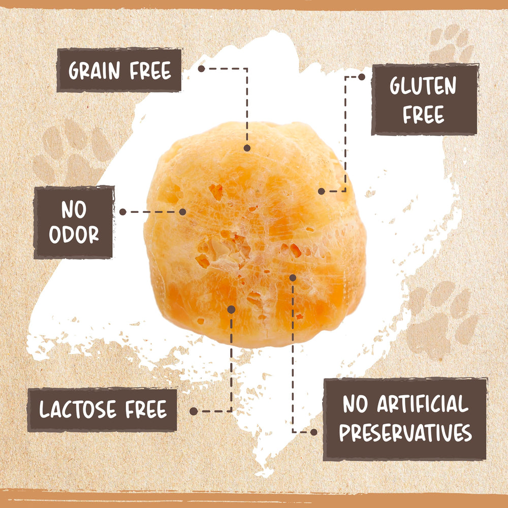 Mighty Paw Yak Cheese Puffs 12oz bag ideal for home or travel snacking.
