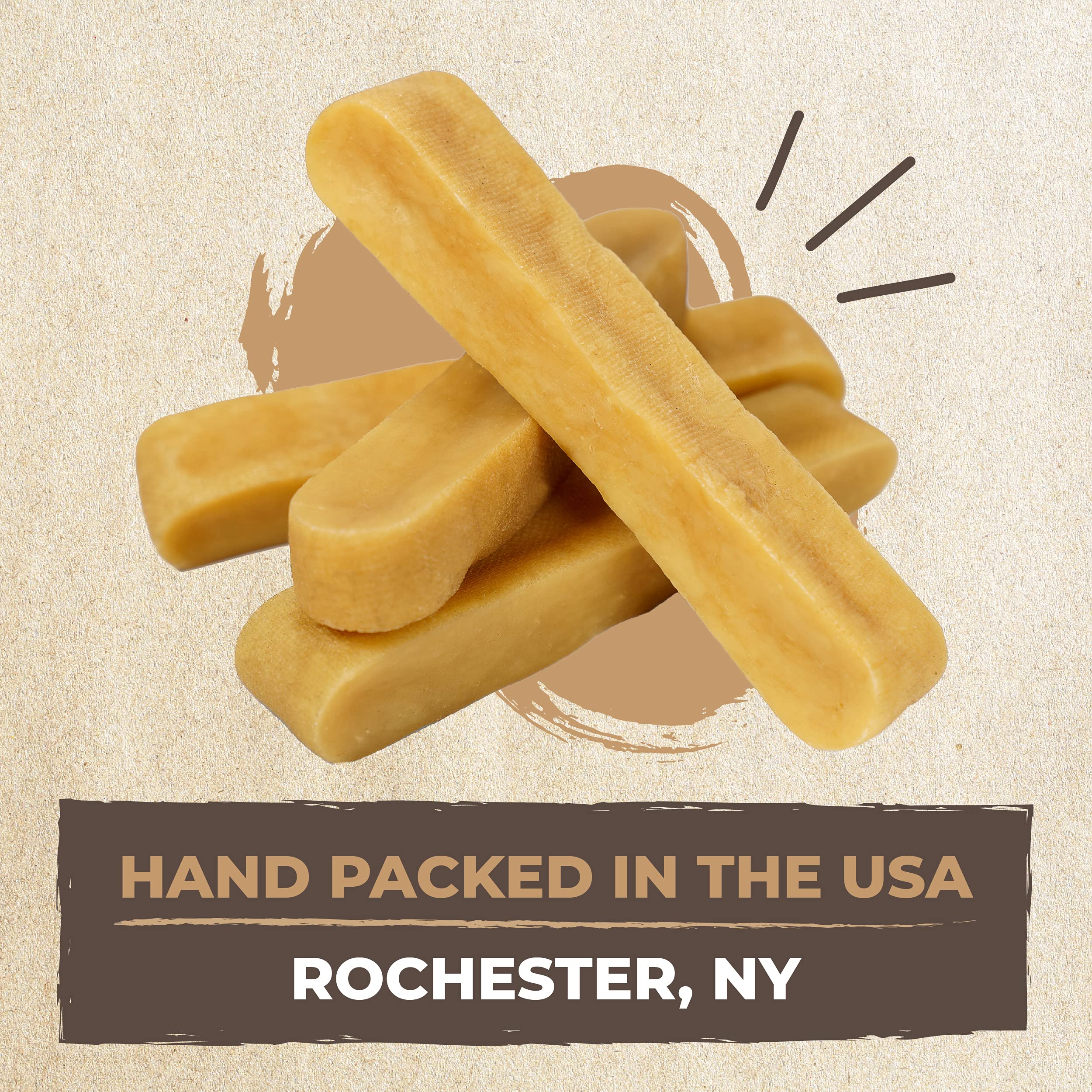 Mighty Paw Yak Cheese Sticks nutrition label highlights protein and calcium.