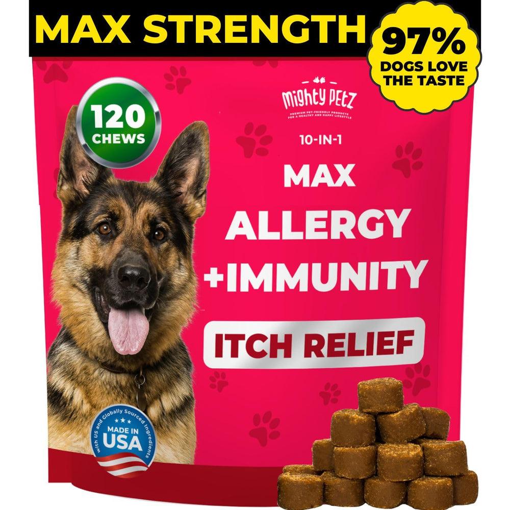 Mighty Petz MAX bacon-flavored chew for allergy comfort