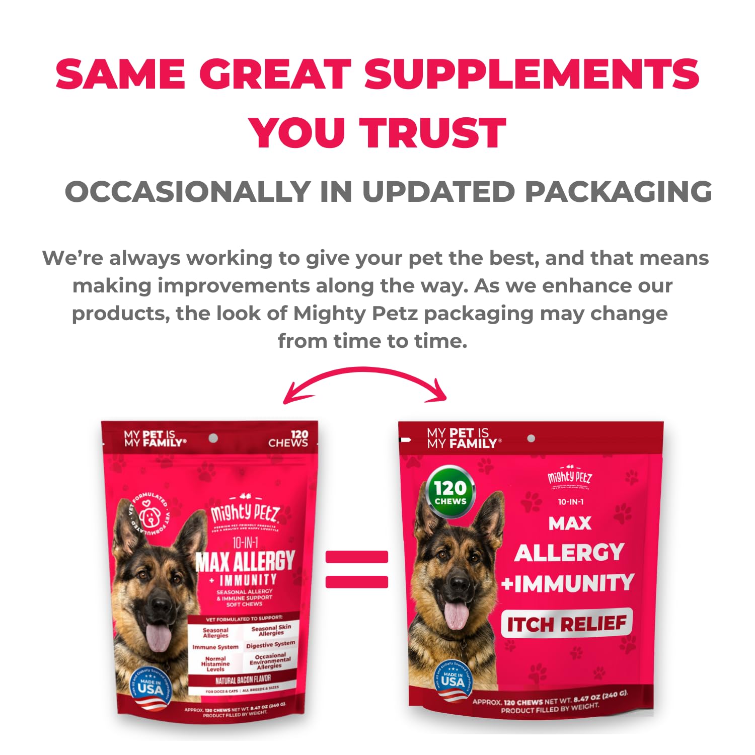 Mighty Petz MAX easy weight-based dosage for all dog sizes