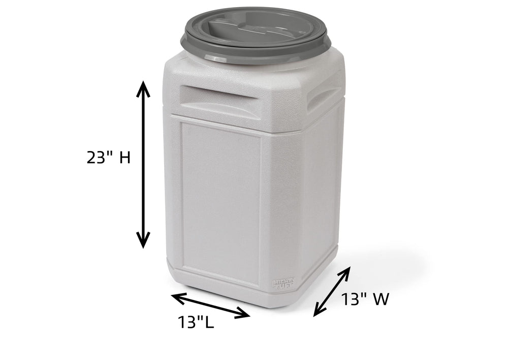 Mighty Tuff container with side handles for easy transport.