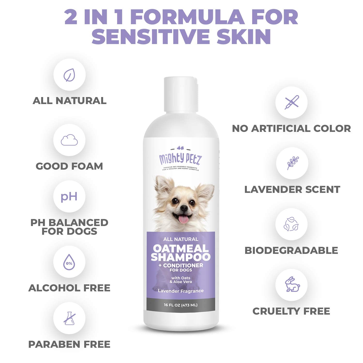 Mighty Petz coconut moisture creating a smooth, healthy-feeling coat