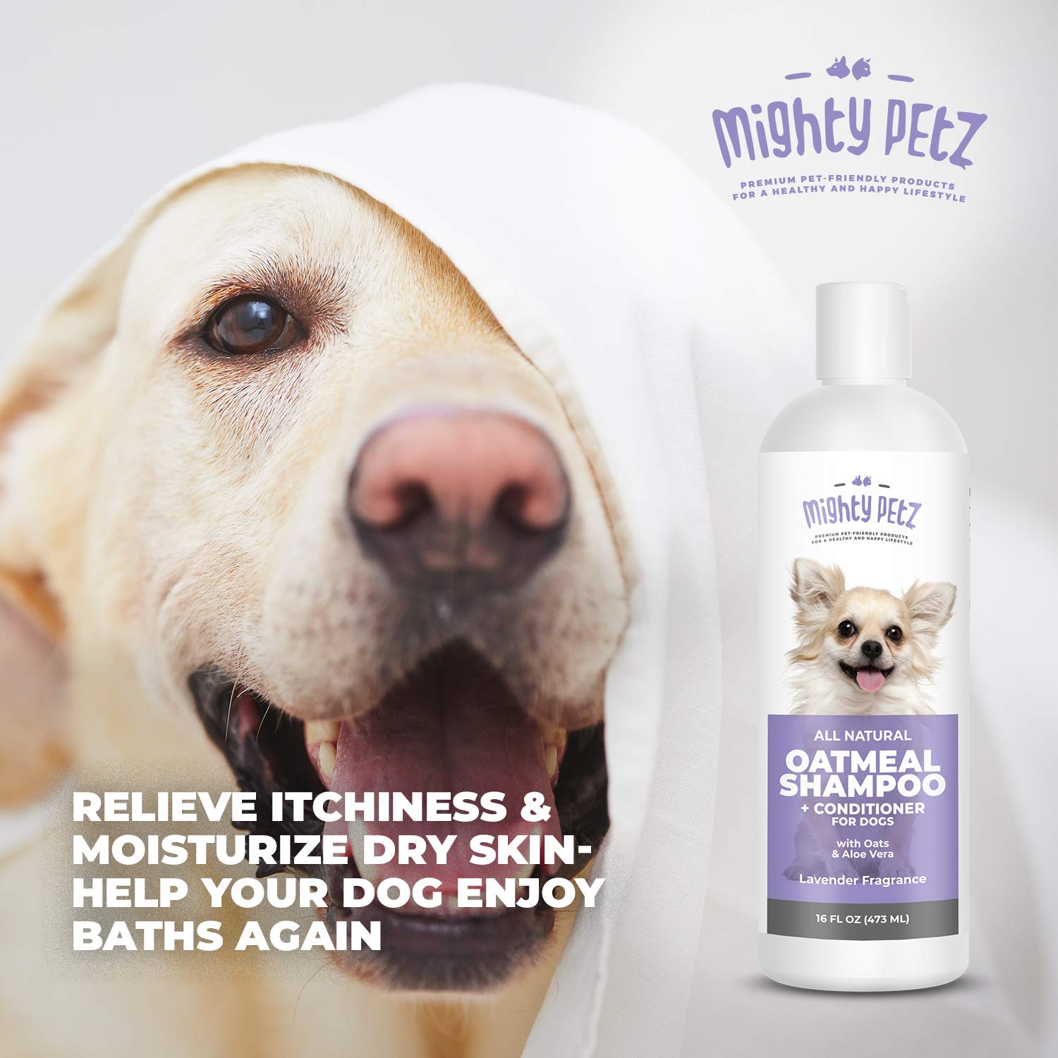 Mighty Petz lavender scent enhances bath time for dogs