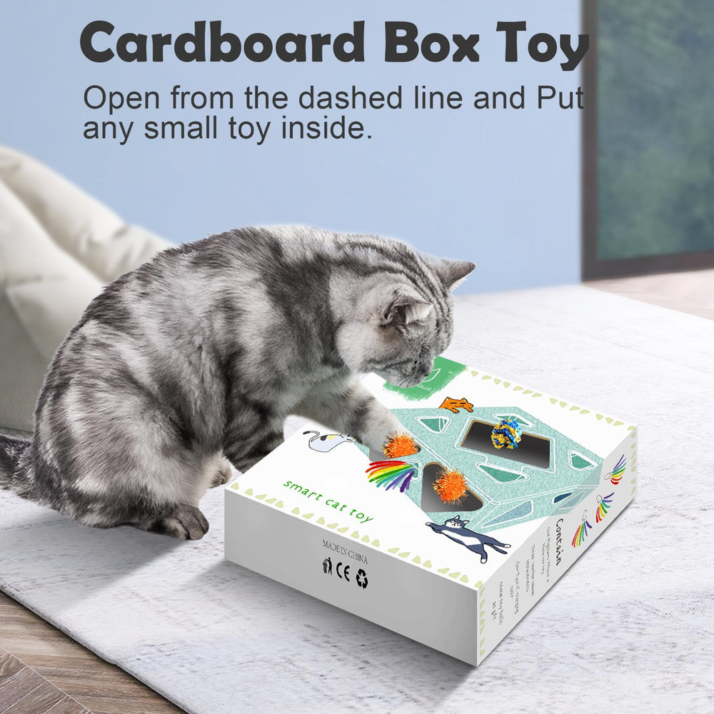 Migibox motion-sensor play activates automatically when cats approach.