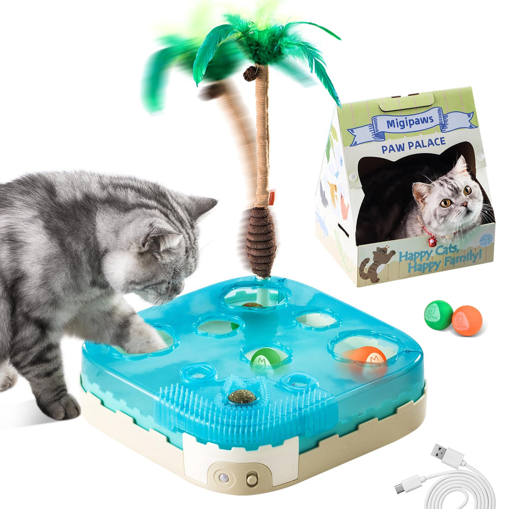 Migipaws 7-in-1 motion-activated cat toy in action, boosting activity