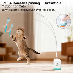 Migipaws auto-play wand uses smart timing to invite cats to exercise throughout the day.
