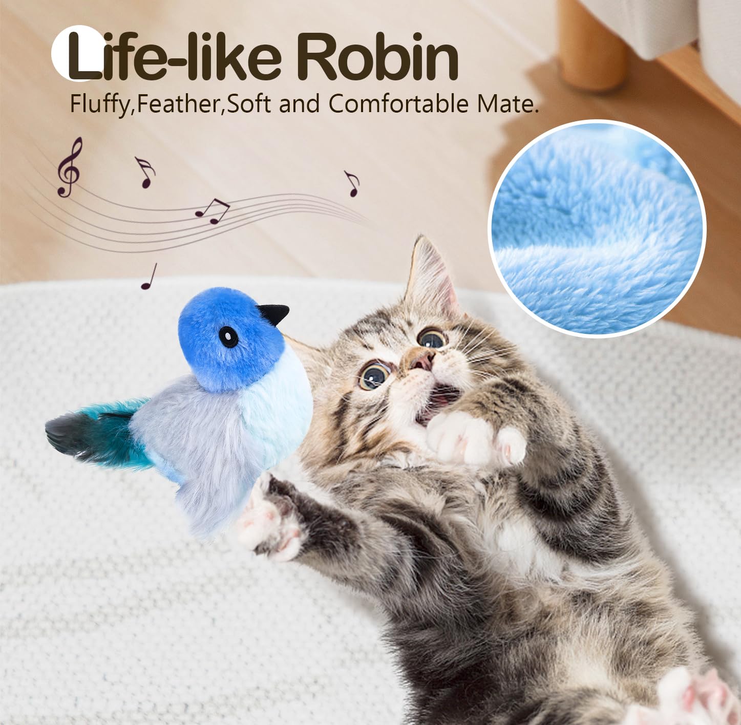 Migipaws catnip pouch in bird toy adds enticing scent for engagement.