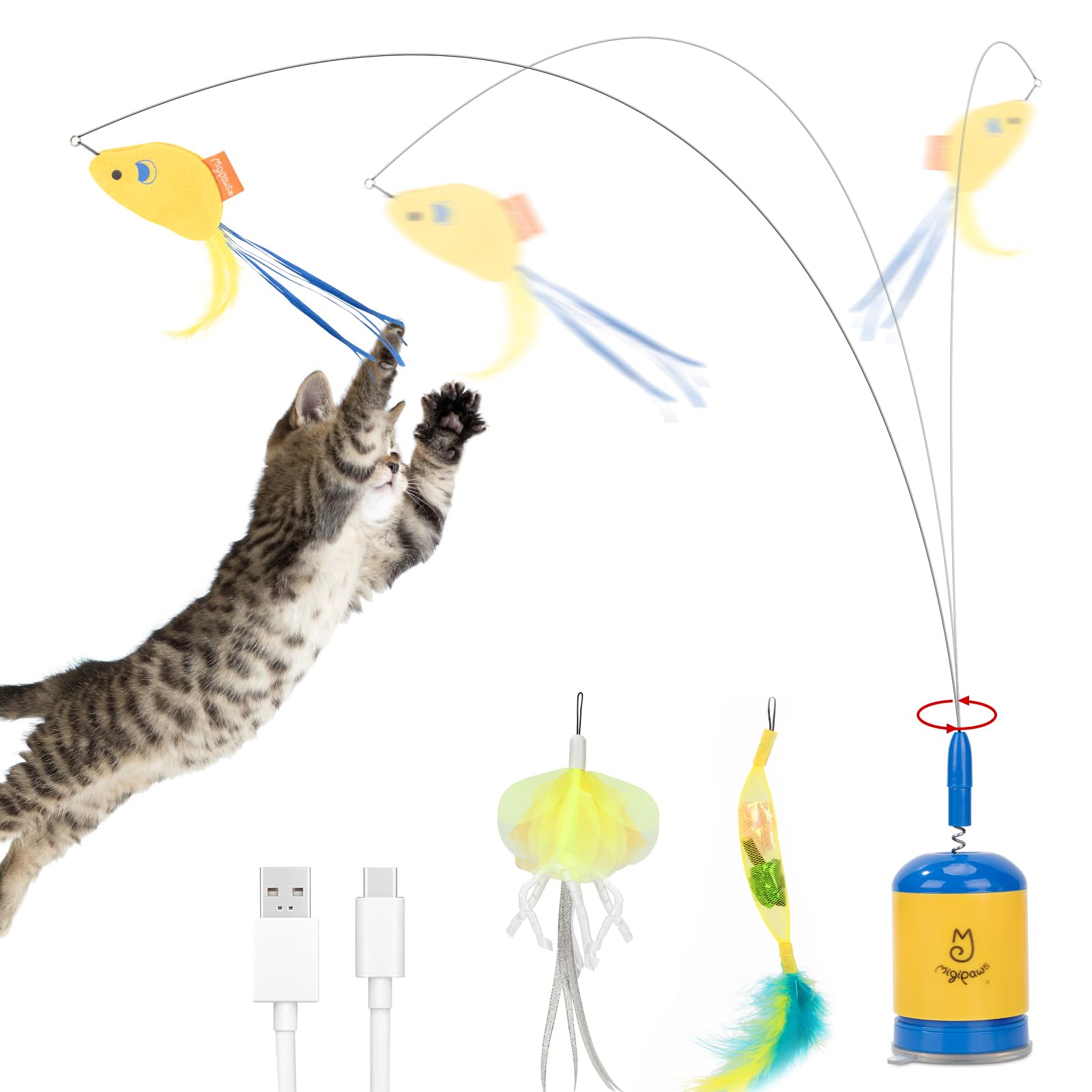 Migipaws interactive teaser base suction secures wand on floors for steady play