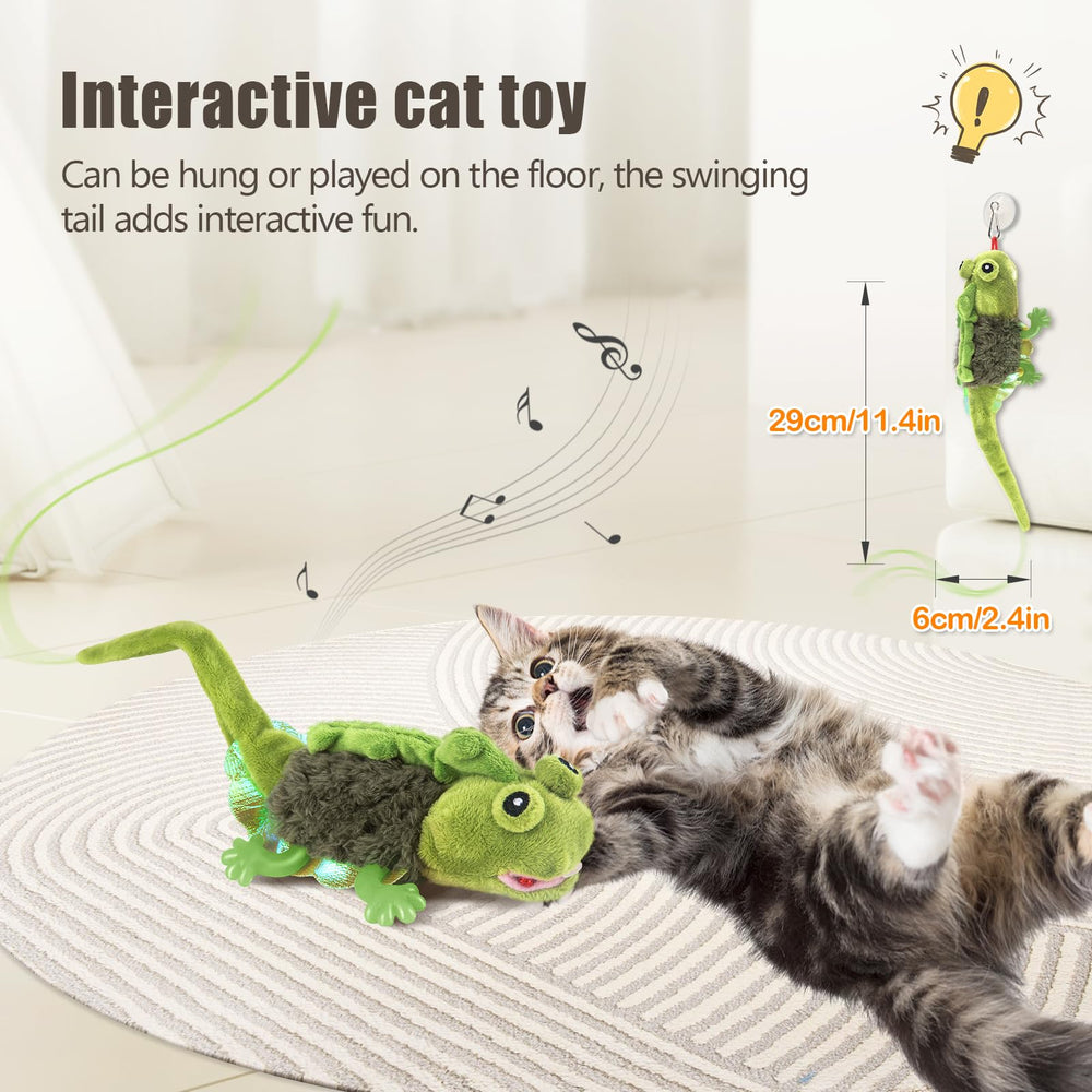 Migipaws lizard with catnip inside to entice playful pouncing.