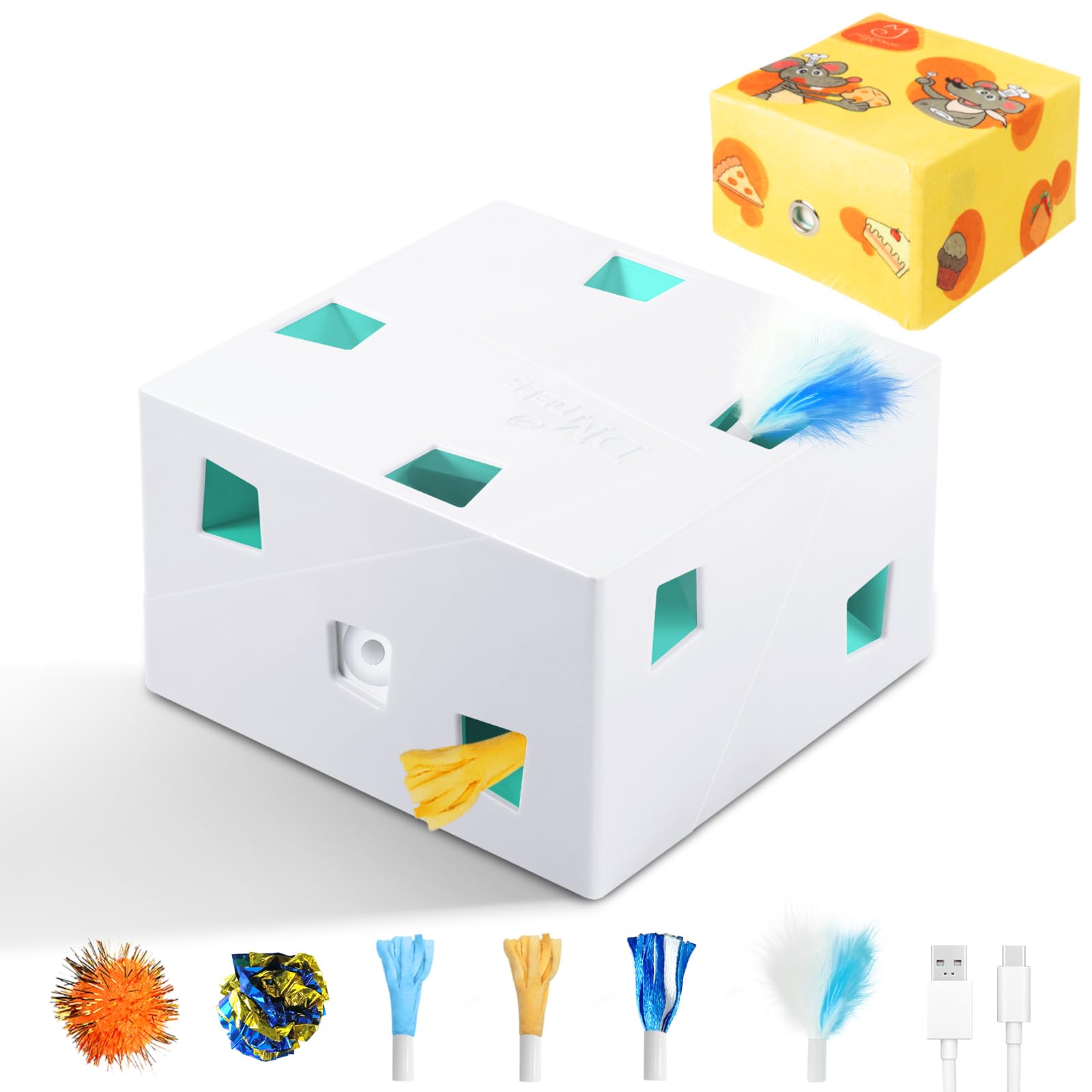 Migipaws Migibox Plus play setup engages indoor cats with motion-activated play.