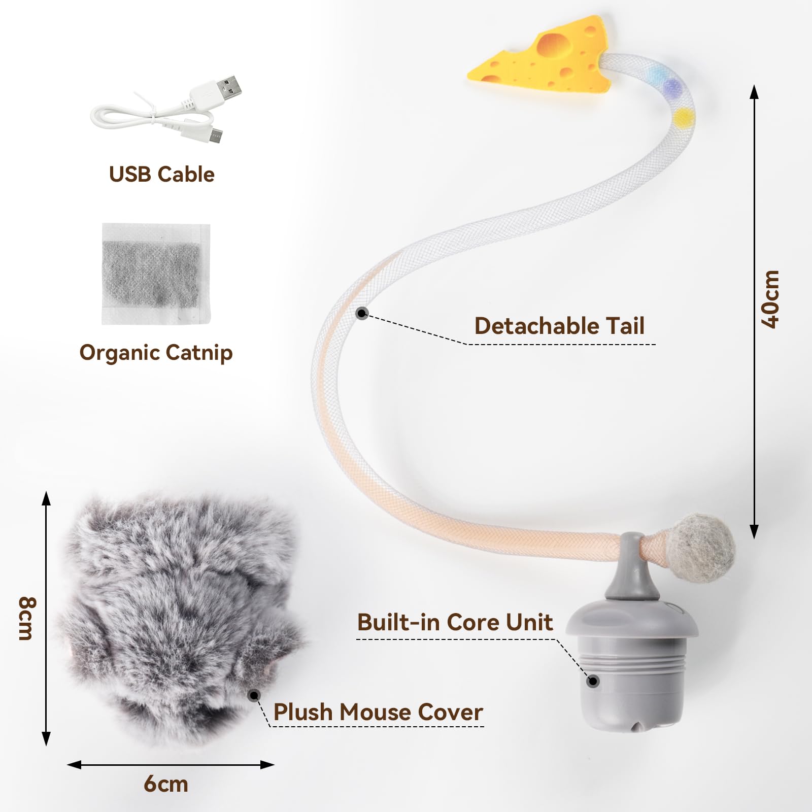Migipaws MigiMouse durable elastic tail resisting cat play wear.