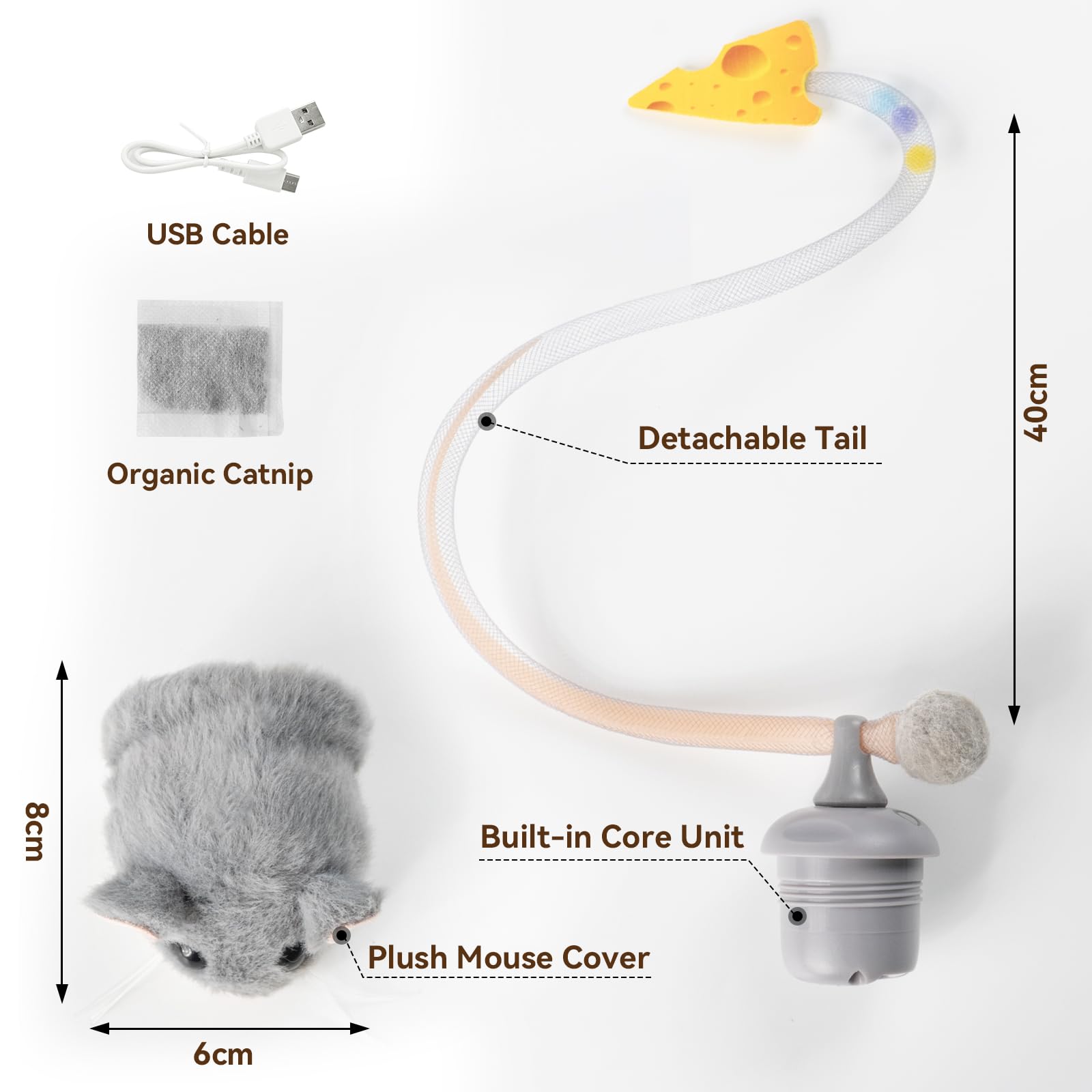 Migipaws MigiMouse gray toy showcases soft plush design ideal for cozy indoor play.